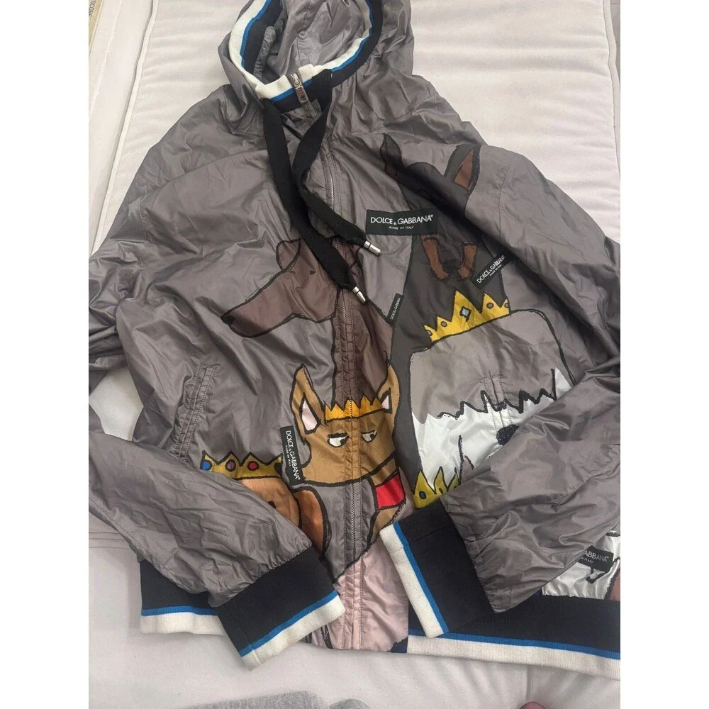 Dolce & Gabbana Men's K-way Dog Patch Jacket Ribbed Zip-Up Printed NEW  XL - Picture 5 of 12
